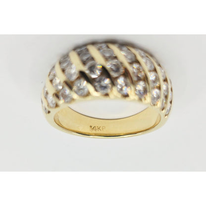 14K Yellow Gold Round Diamond Cocktail Ring