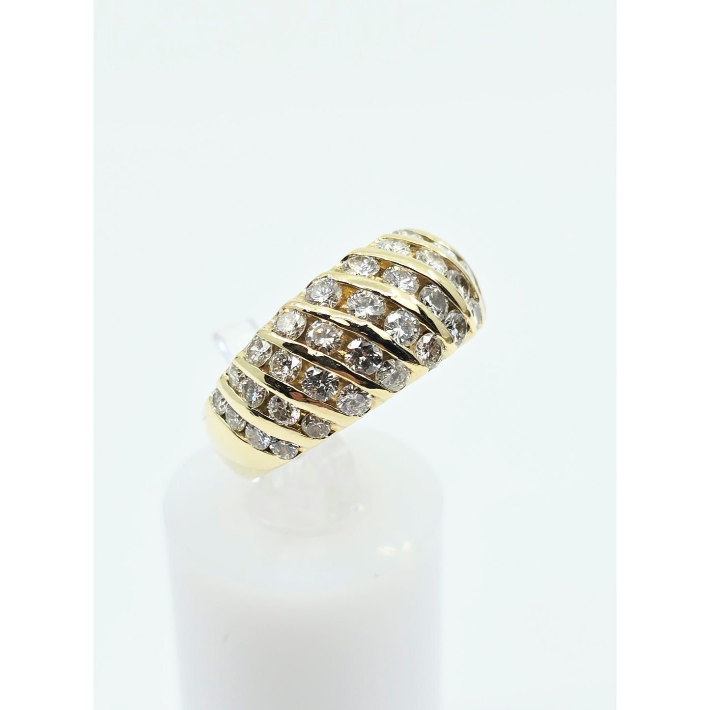 14K Yellow Gold Round Diamond Cocktail Ring