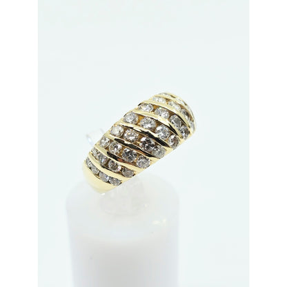 14K Yellow Gold Round Diamond Cocktail Ring