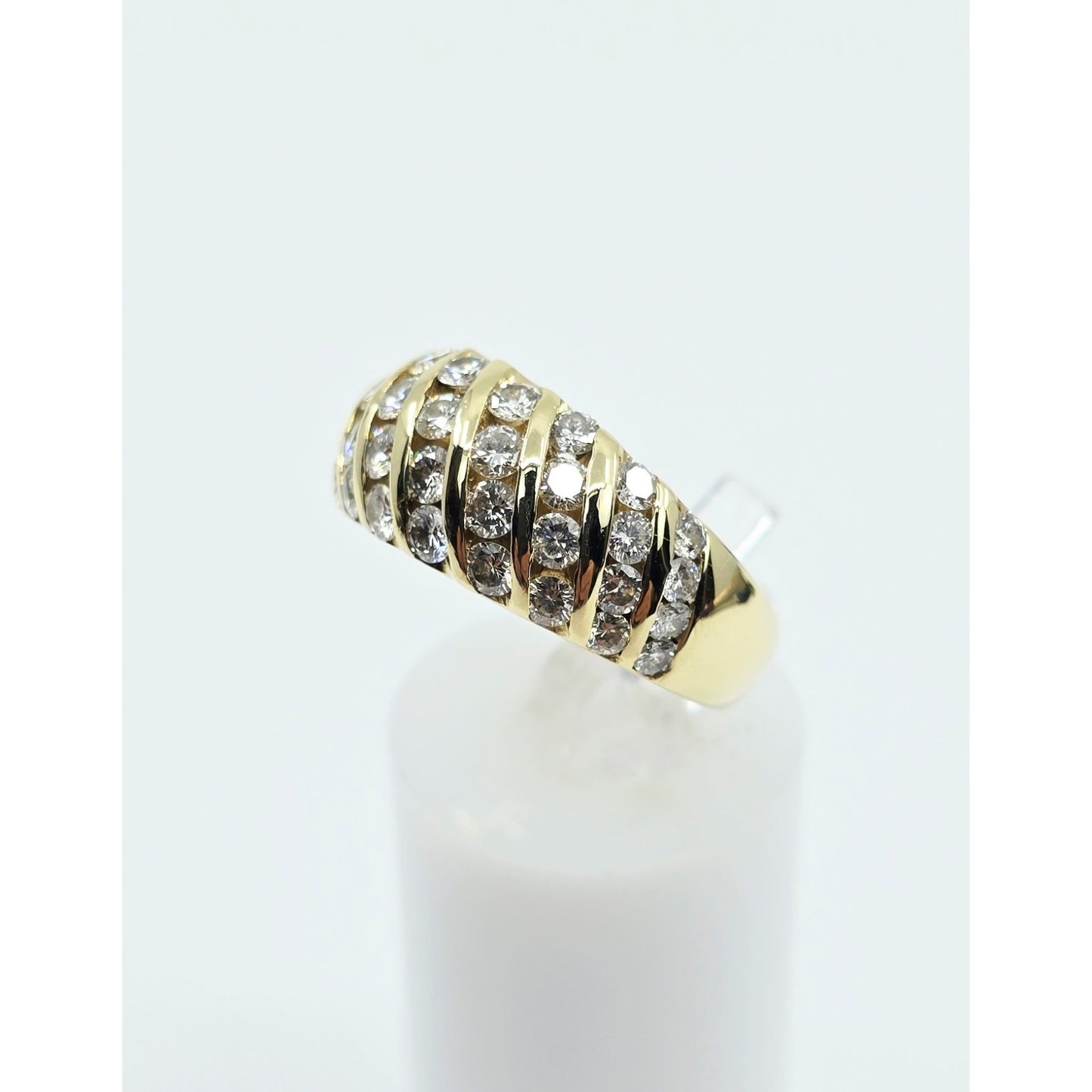 14K Yellow Gold Round Diamond Cocktail Ring