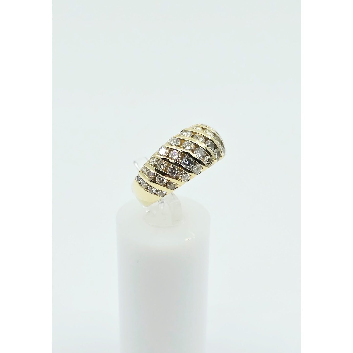 14K Yellow Gold Round Diamond Cocktail Ring