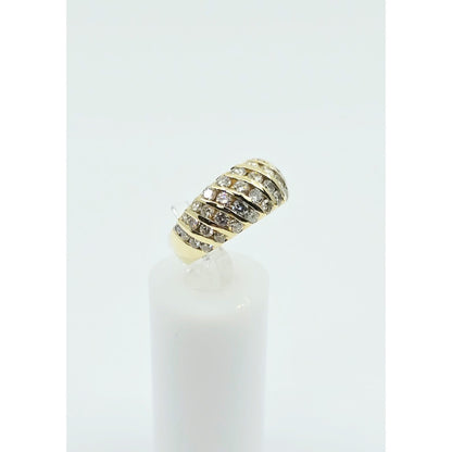 14K Yellow Gold Round Diamond Cocktail Ring