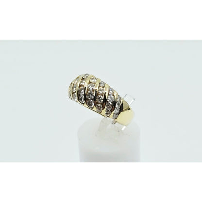 14K Yellow Gold Round Diamond Cocktail Ring