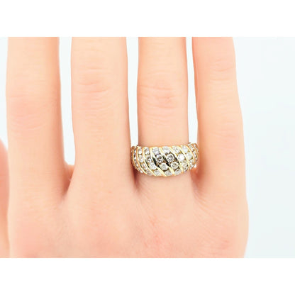 14K Yellow Gold Round Diamond Cocktail Ring