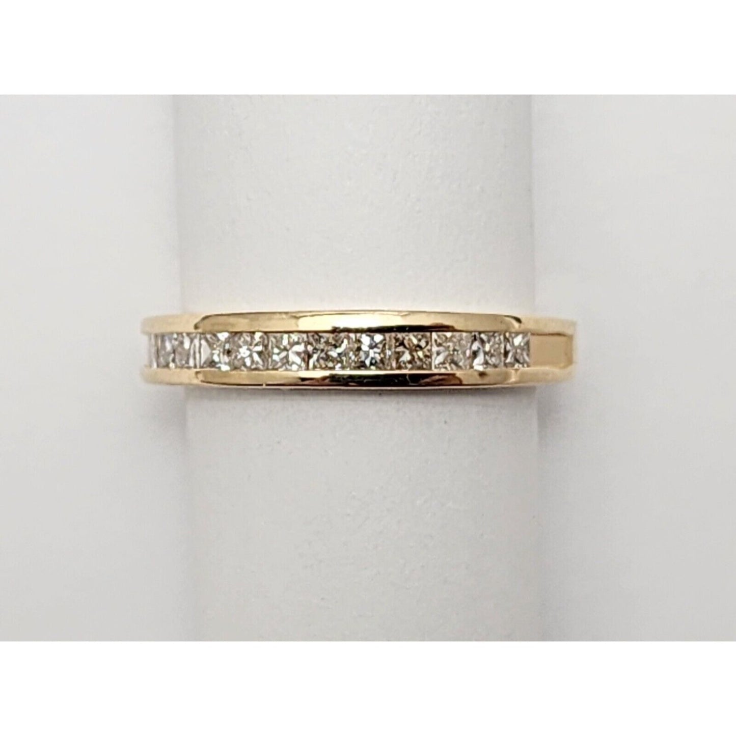 14K Yellow Gold Princess Cut Invisible Setting Diamond Wedding Ring