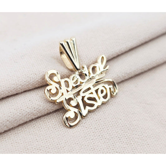 14K Yellow Gold Initial "Special Sister" Charm Pendant