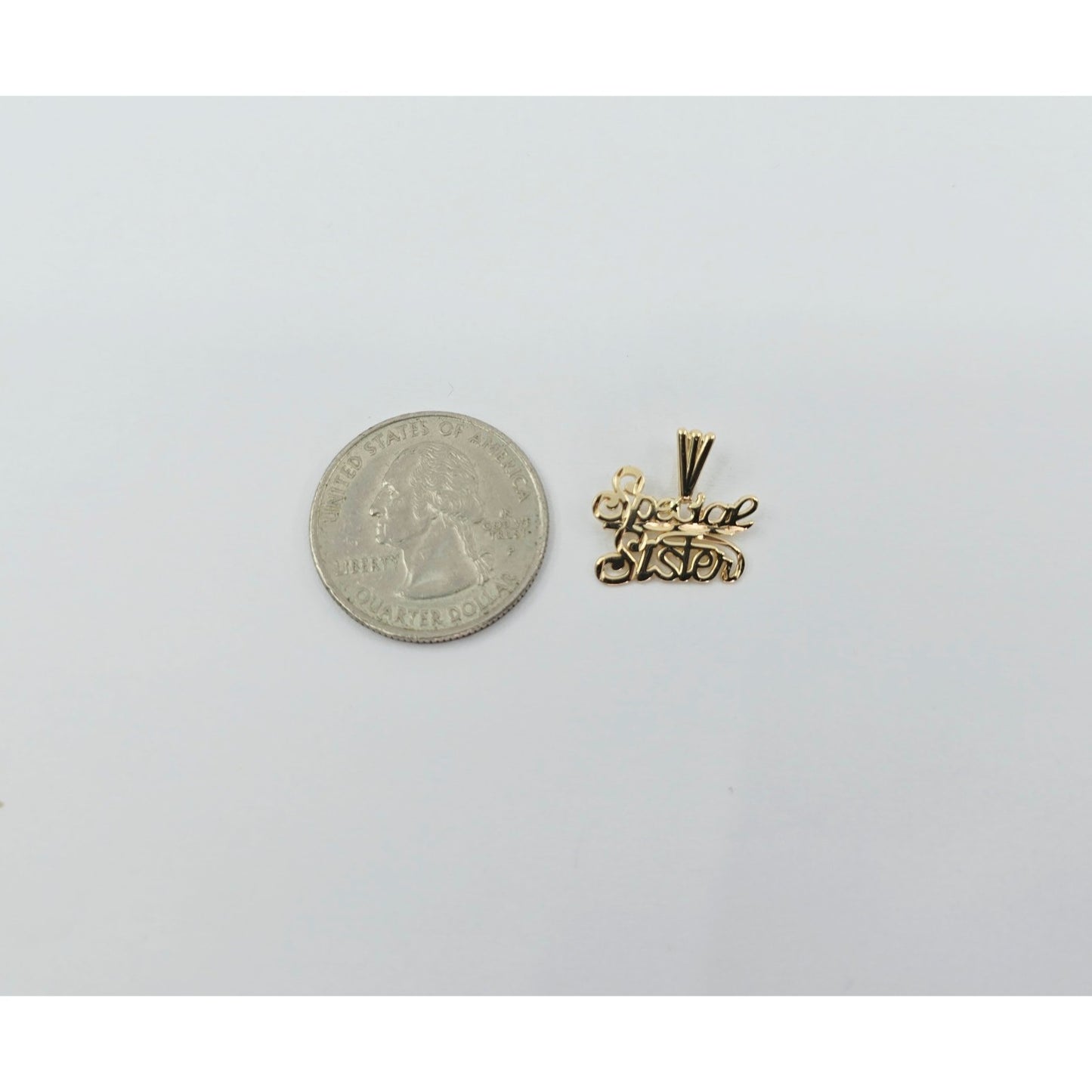 14K Yellow Gold Initial "Special Sister" Charm Pendant