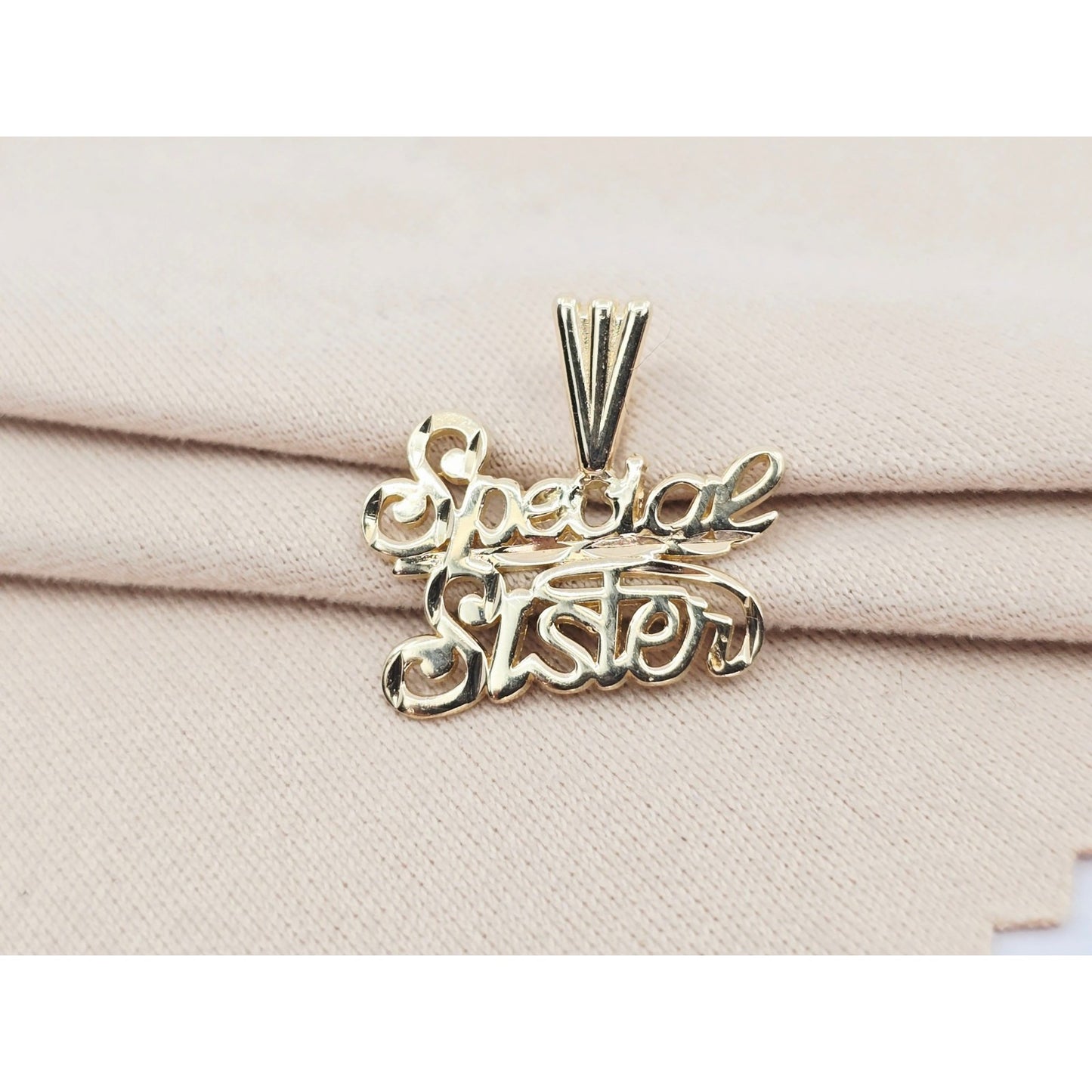 14K Yellow Gold Initial "Special Sister" Charm Pendant