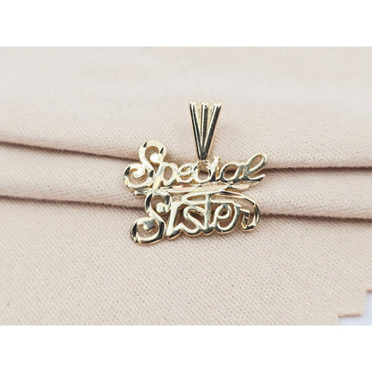 14K Yellow Gold Initial "Special Sister" Charm Pendant