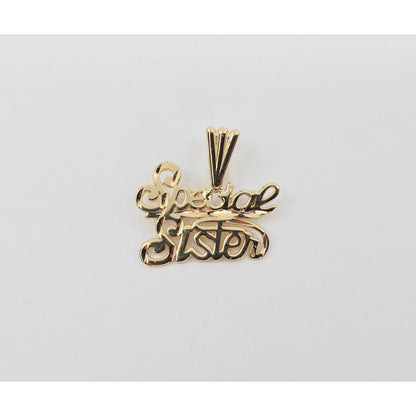 14K Yellow Gold Initial "Special Sister" Charm Pendant