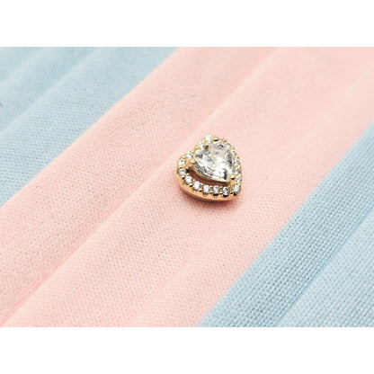 14K Yellow Gold Heart Shaped CZ Charm Pendant