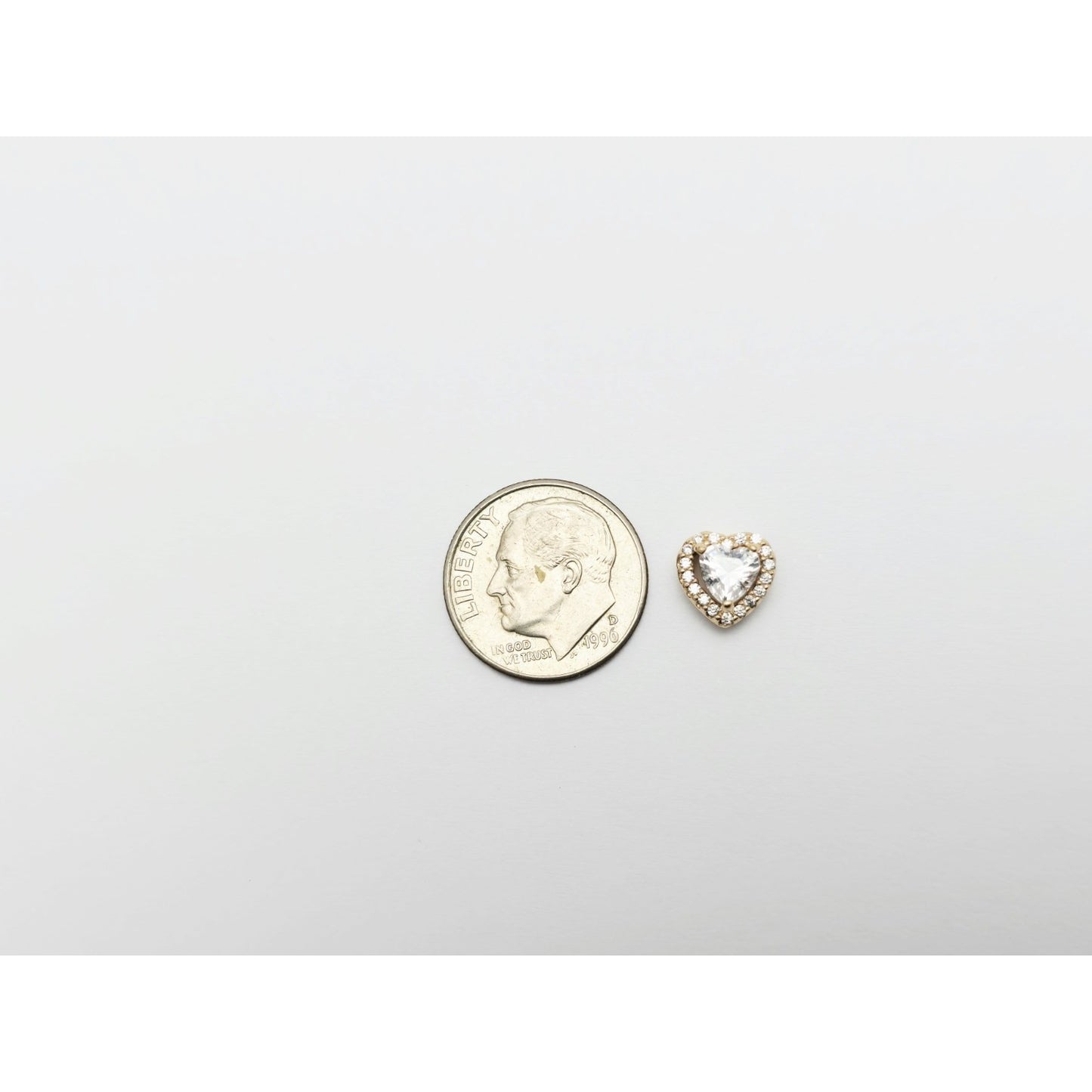 14K Yellow Gold Heart Shaped CZ Charm Pendant