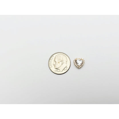14K Yellow Gold Heart Shaped CZ Charm Pendant