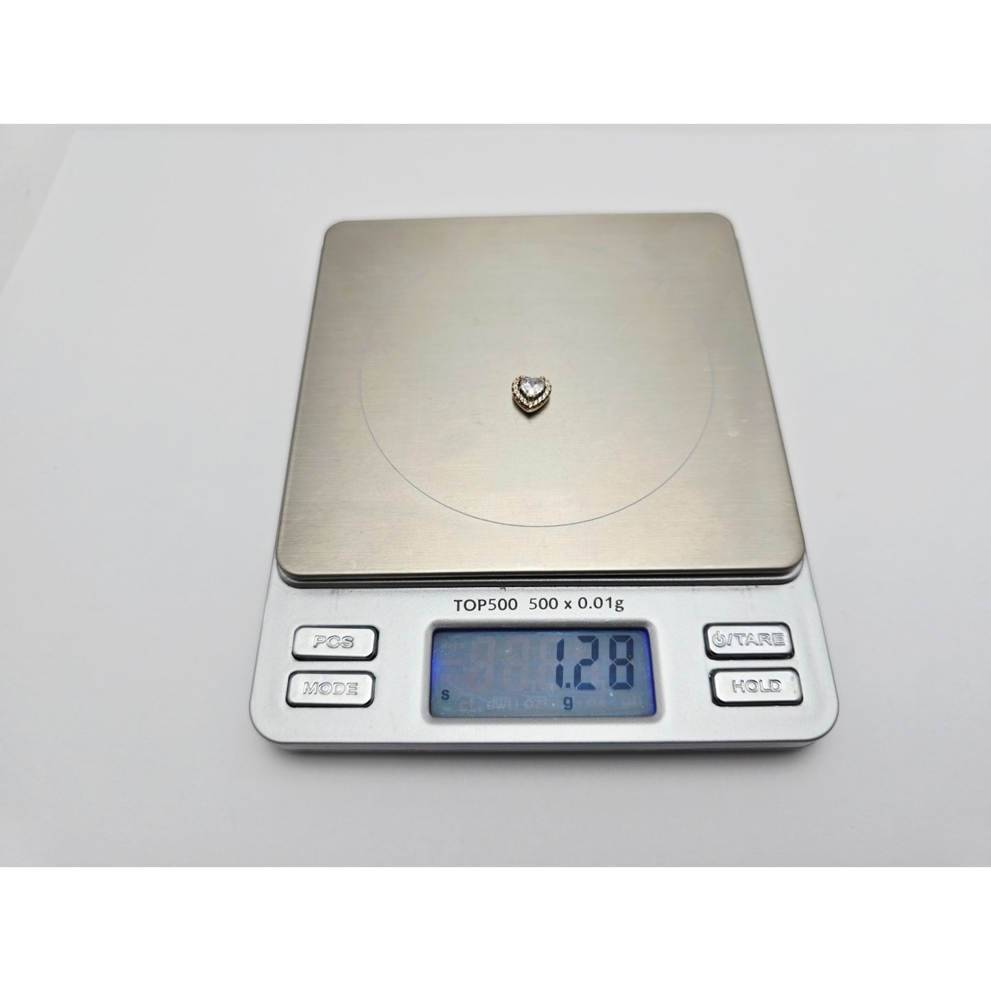 14K Yellow Gold Heart Shaped CZ Charm Pendant