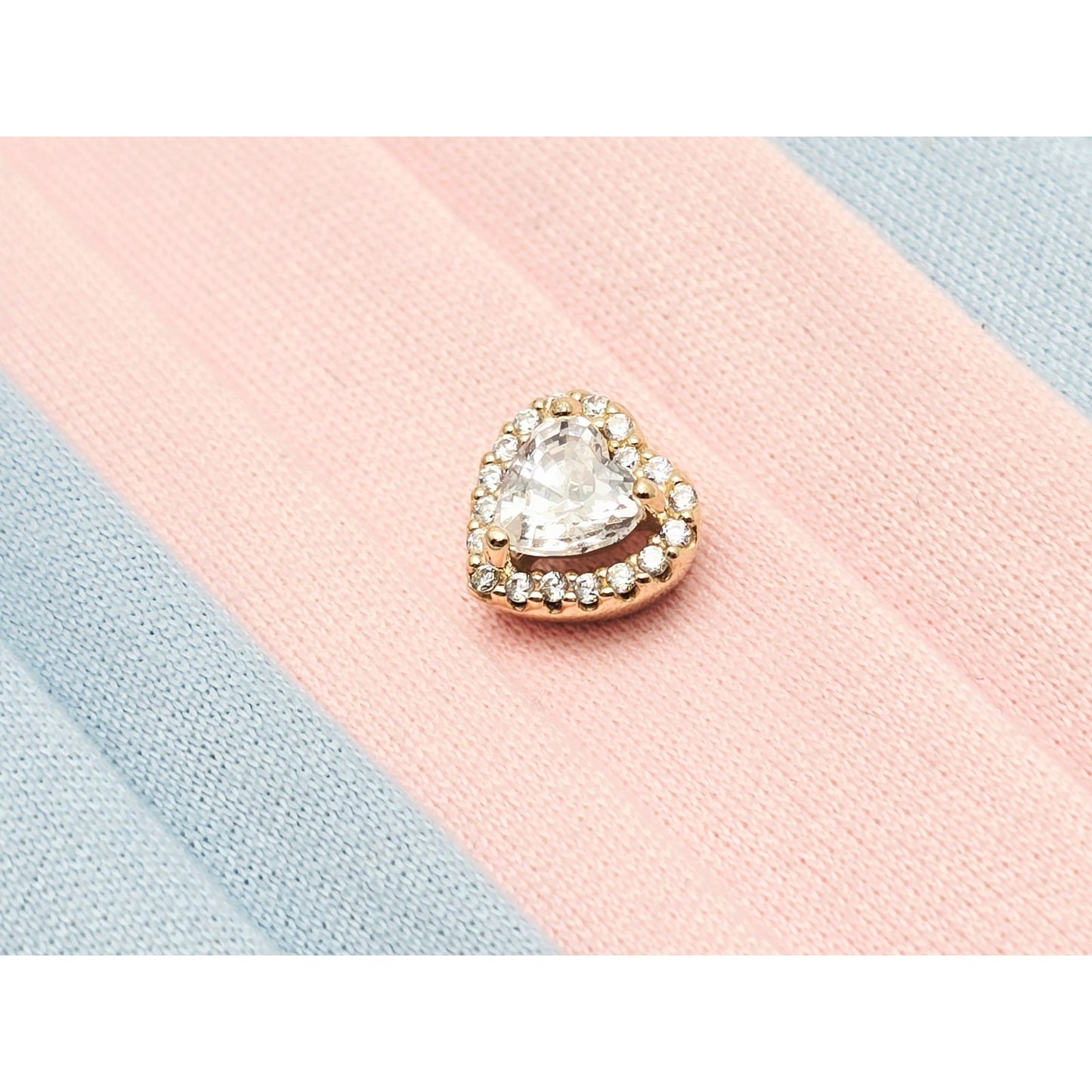 14K Yellow Gold Heart Shaped CZ Charm Pendant