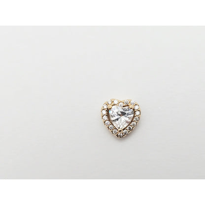 14K Yellow Gold Heart Shaped CZ Charm Pendant