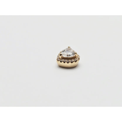 14K Yellow Gold Heart Shaped CZ Charm Pendant