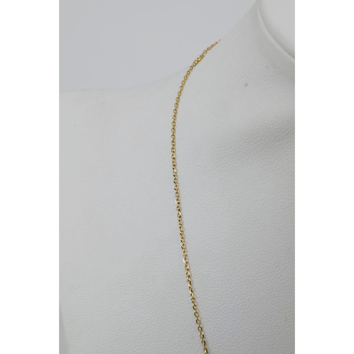 Thin 14K Yellow Gold Diamond Sideways Cross Pendant Resizable Chain Necklace