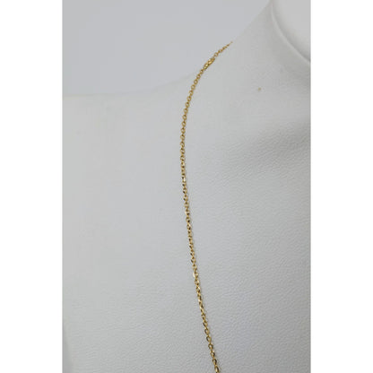 Thin 14K Yellow Gold Diamond Sideways Cross Pendant Resizable Chain Necklace