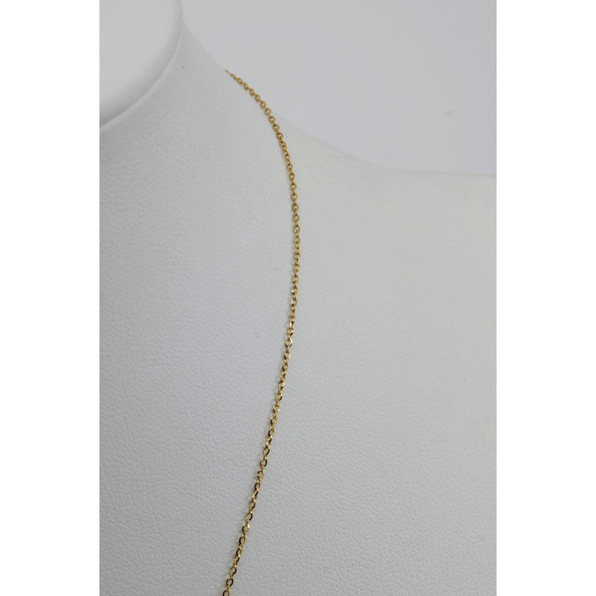 Thin 14K Yellow Gold Diamond Sideways Cross Pendant Resizable Chain Necklace