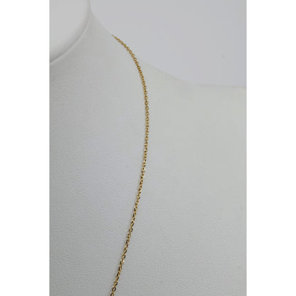 Thin 14K Yellow Gold Diamond Sideways Cross Pendant Resizable Chain Necklace