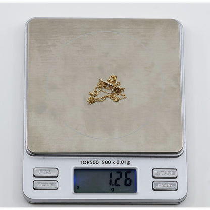 Thin 14K Yellow Gold Diamond Sideways Cross Pendant Resizable Chain Necklace