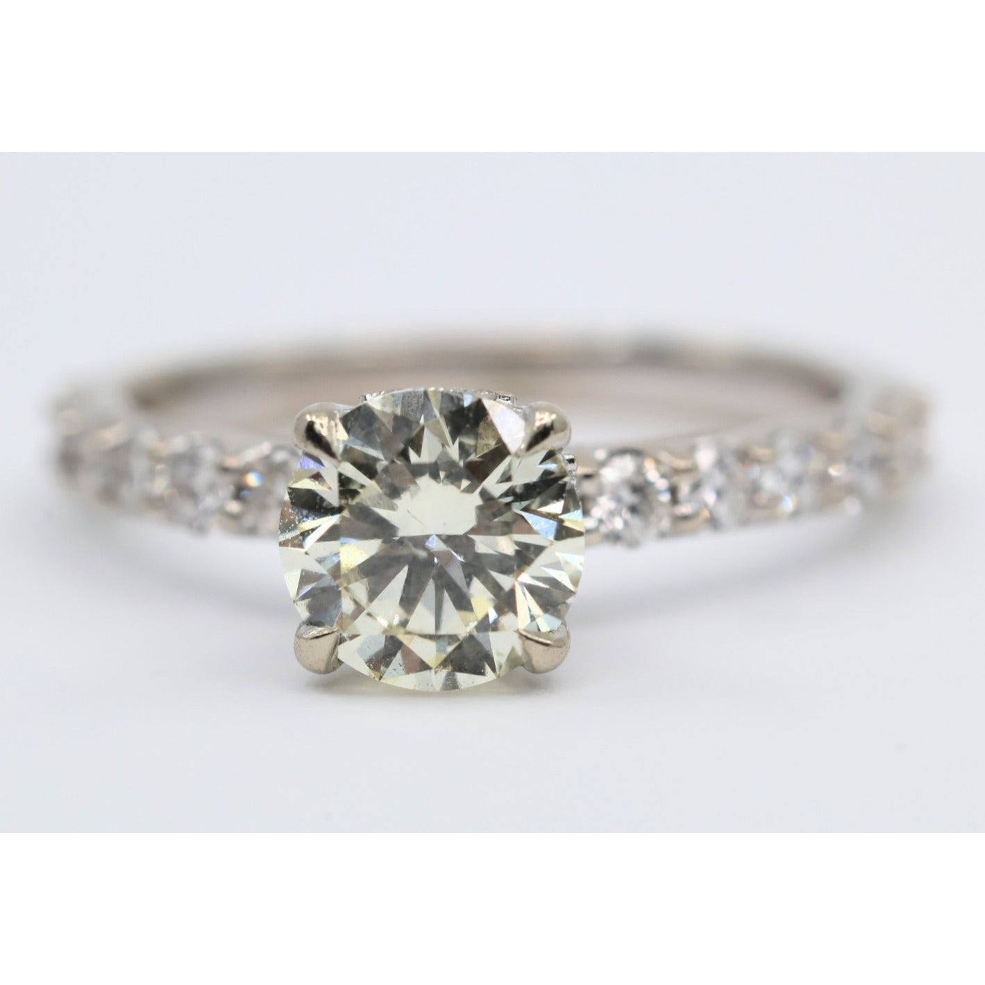 1.00ct Natural Round Cut Solitaire Diamond Engagement 14K White Gold Ring
