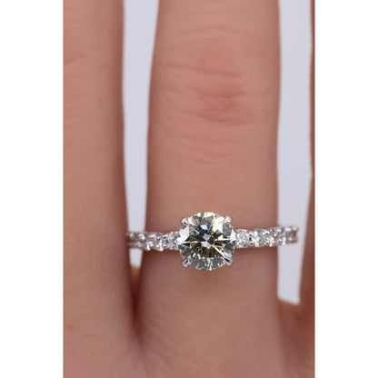1.00ct Natural Round Cut Solitaire Diamond Engagement 14K White Gold Ring