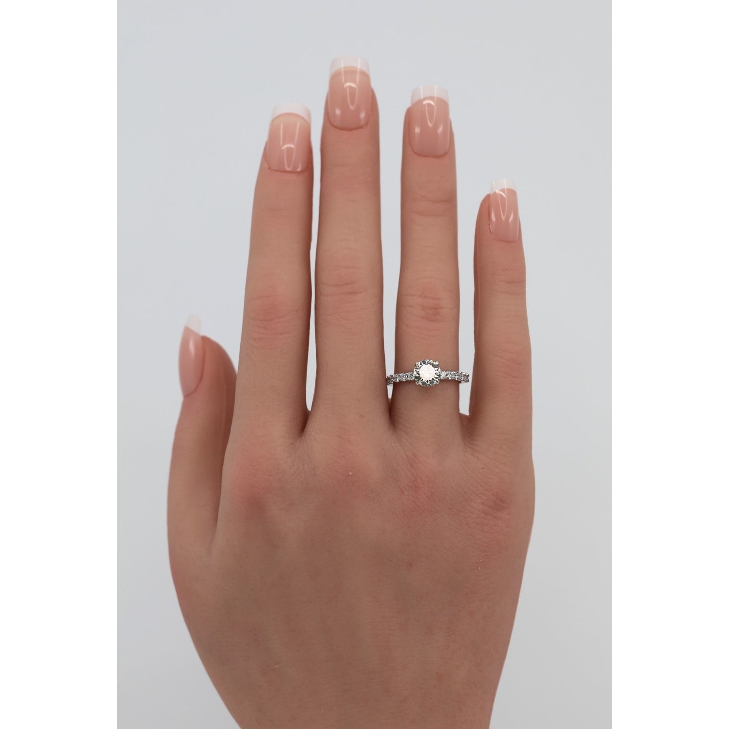 1.00ct Natural Round Cut Solitaire Diamond Engagement 14K White Gold Ring