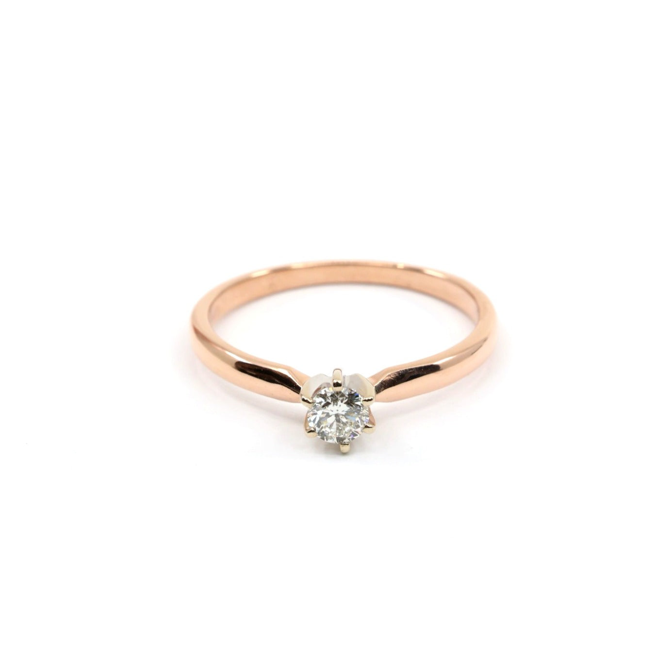 14K Two Tone Gold Solitaire Diamond Engagement Ring