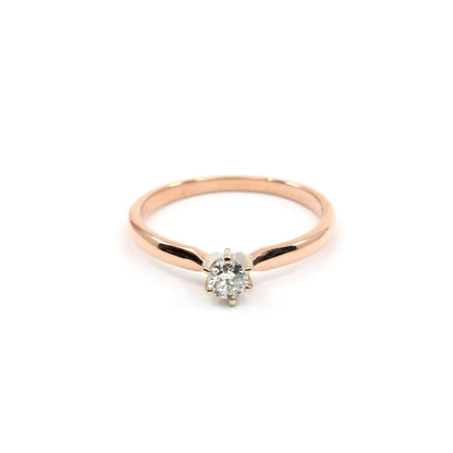 14K Two Tone Gold Solitaire Diamond Engagement Ring