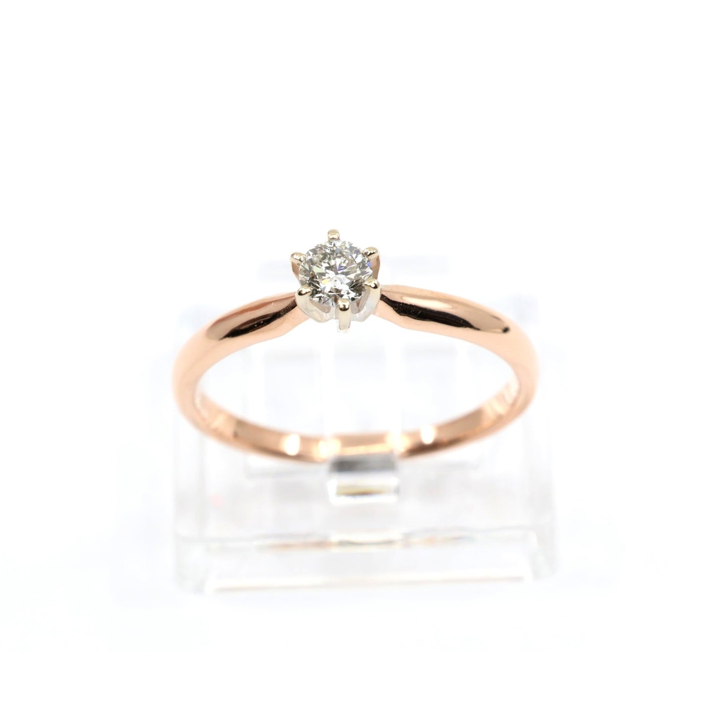 14K Two Tone Gold Solitaire Diamond Engagement Ring