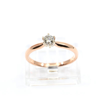 14K Two Tone Gold Solitaire Diamond Engagement Ring