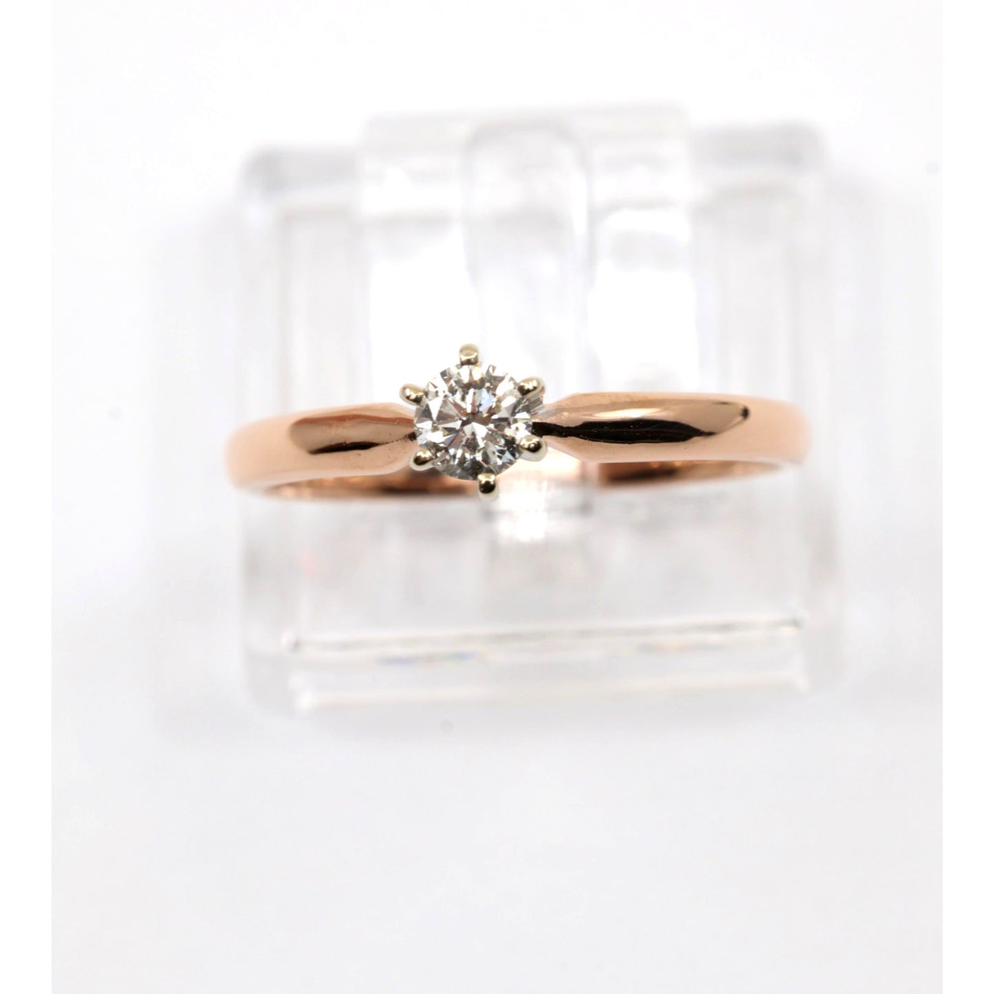 14K Two Tone Gold Solitaire Diamond Engagement Ring