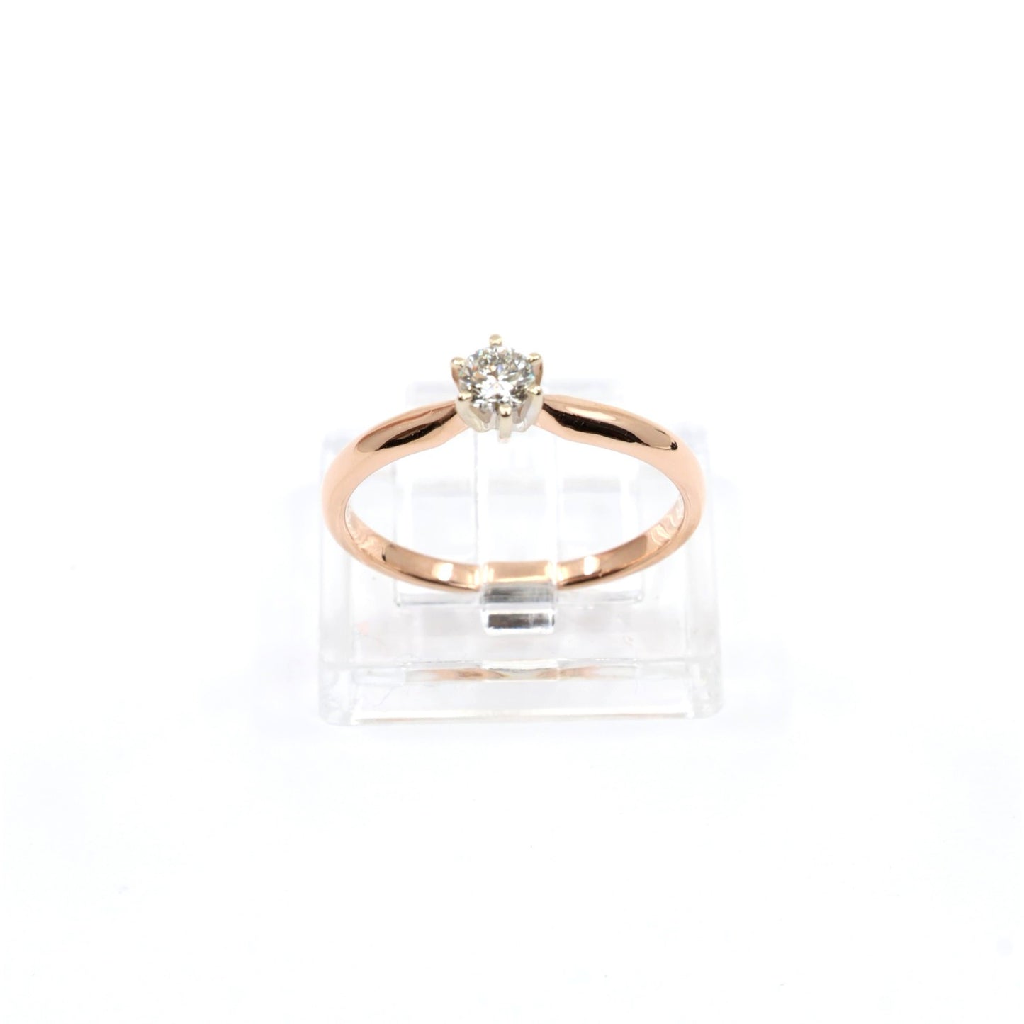 14K Two Tone Gold Solitaire Diamond Engagement Ring