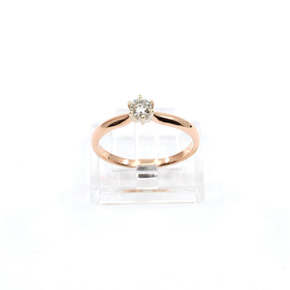 14K Two Tone Gold Solitaire Diamond Engagement Ring