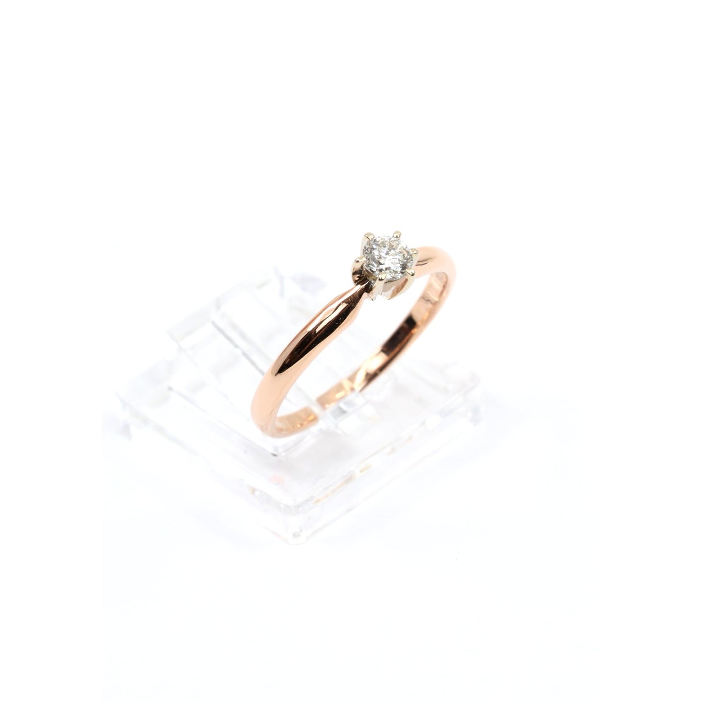 14K Two Tone Gold Solitaire Diamond Engagement Ring