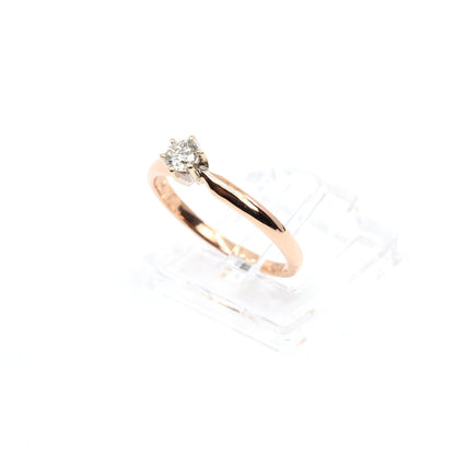 14K Two Tone Gold Solitaire Diamond Engagement Ring