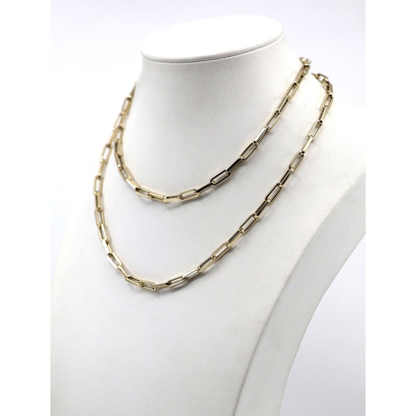 14K Yellow Gold Hollow Paper Clip Link Chain Necklace