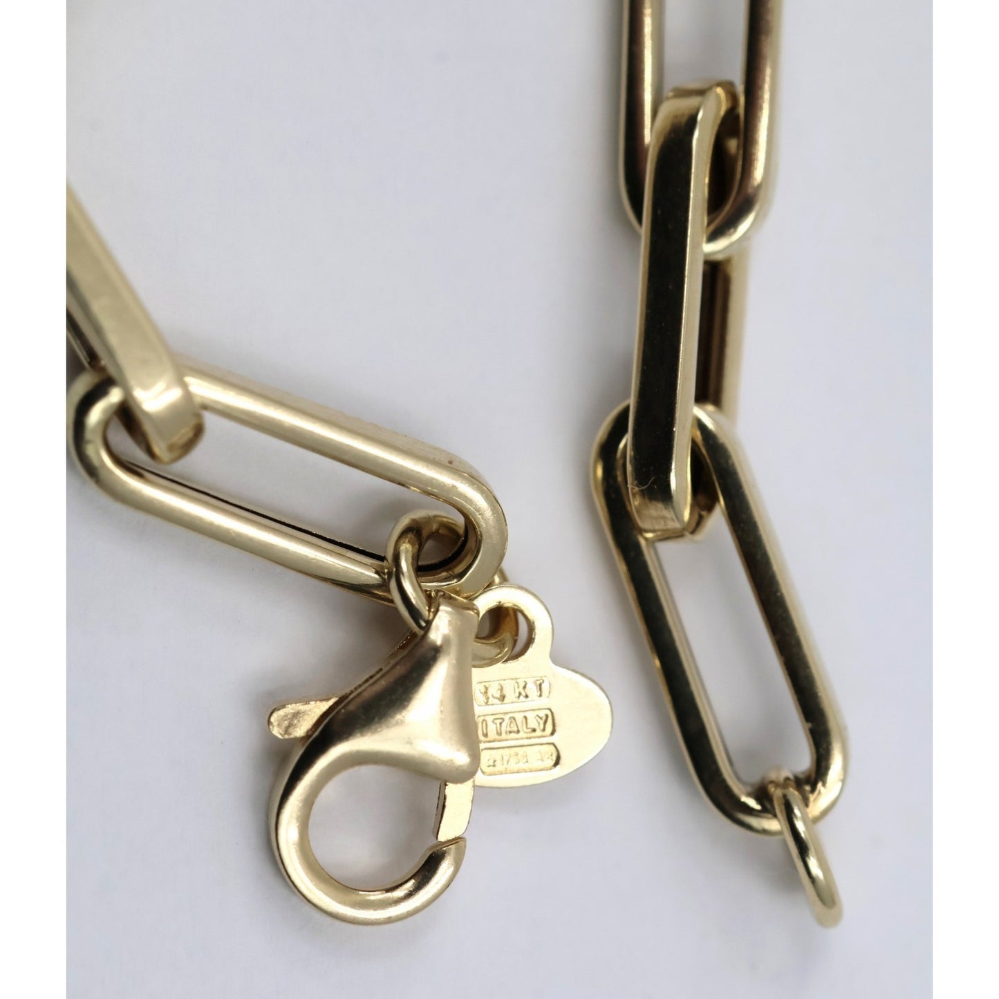 14K Yellow Gold Hollow Paper Clip Link Chain Necklace