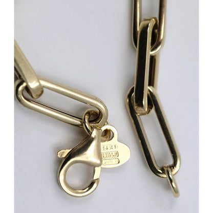 14K Yellow Gold Hollow Paper Clip Link Chain Necklace