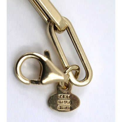 14K Yellow Gold Hollow Paper Clip Link Chain Necklace