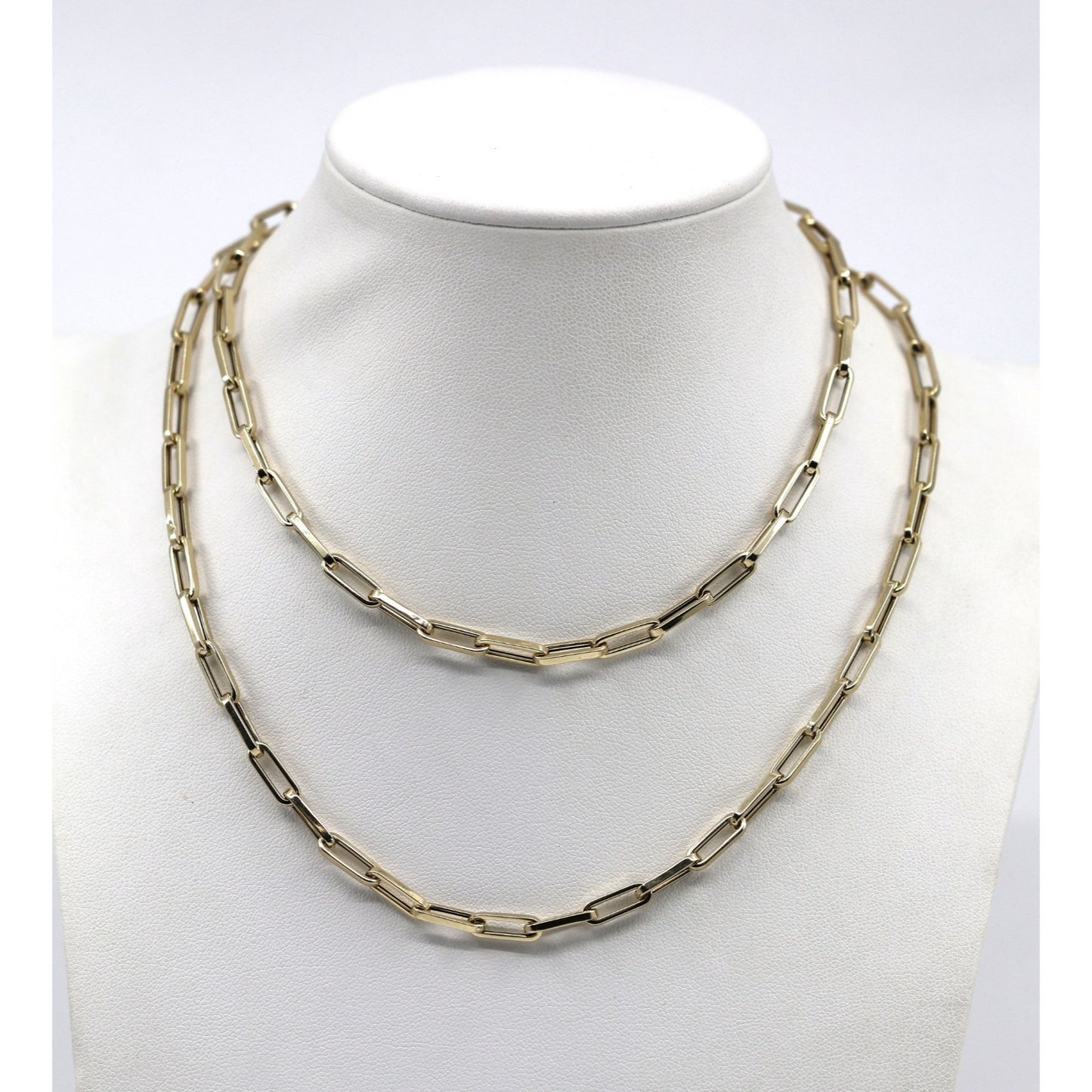 14K Yellow Gold Hollow Paper Clip Link Chain Necklace