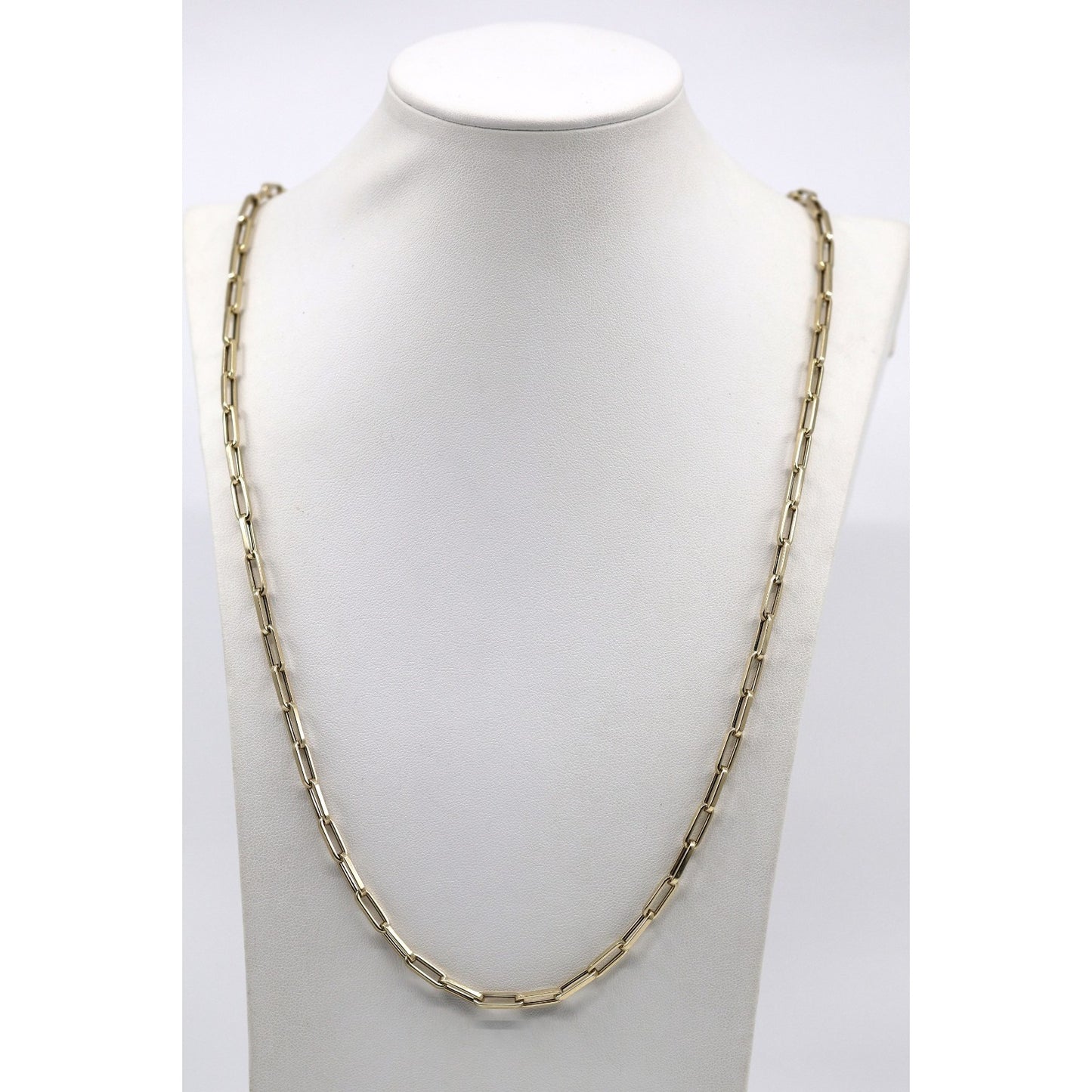 14K Yellow Gold Hollow Paper Clip Link Chain Necklace