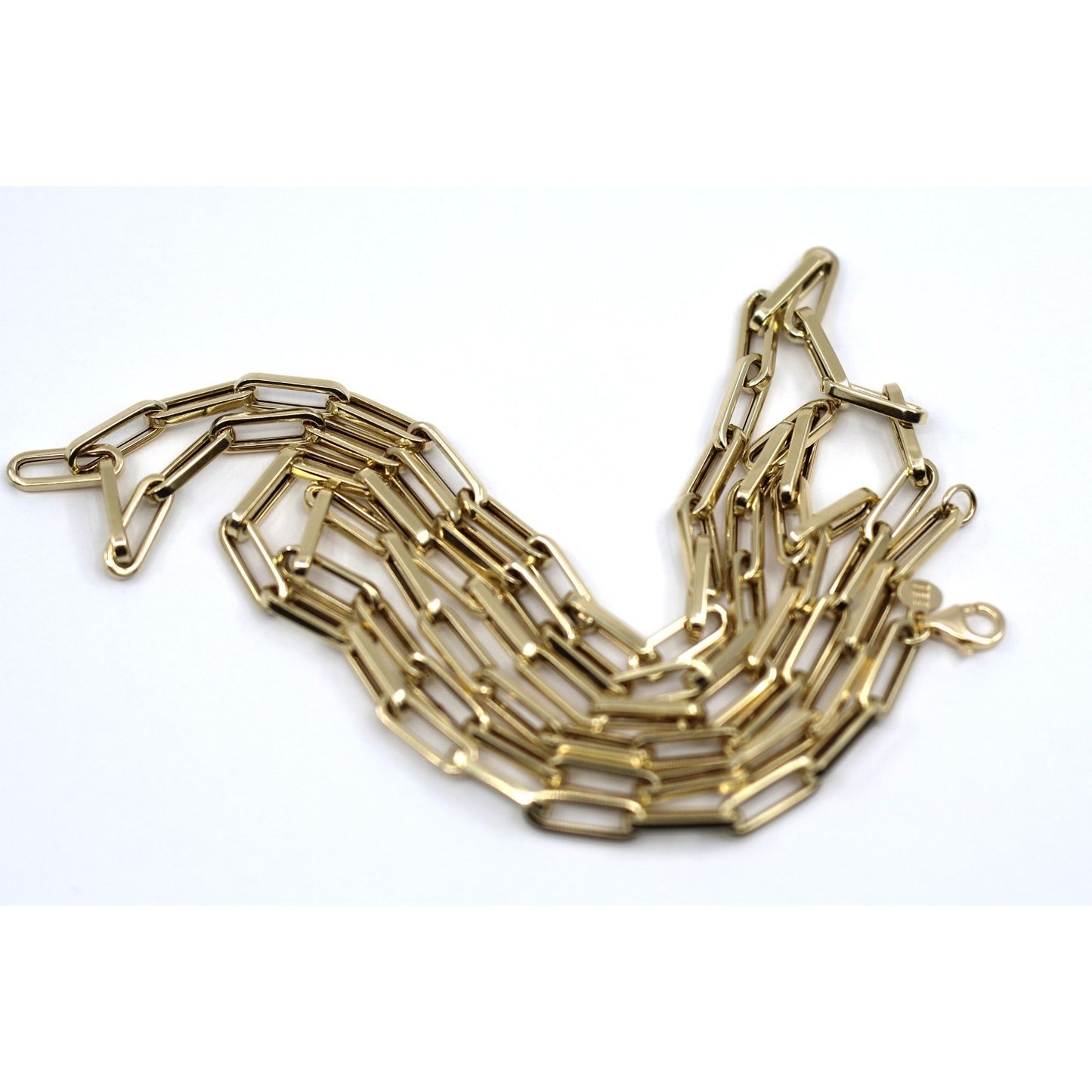 14K Yellow Gold Hollow Paper Clip Link Chain Necklace