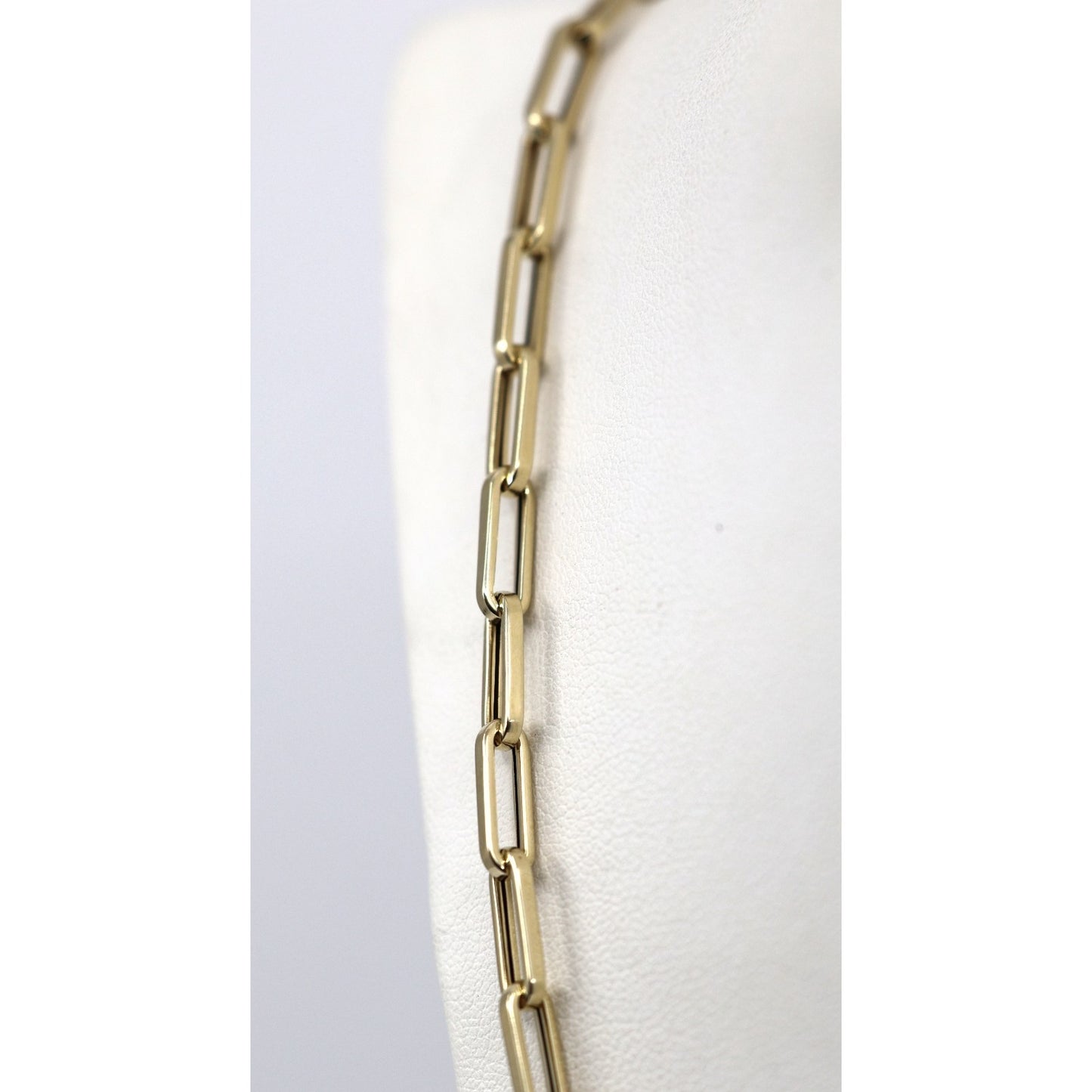 14K Yellow Gold Hollow Paper Clip Link Chain Necklace
