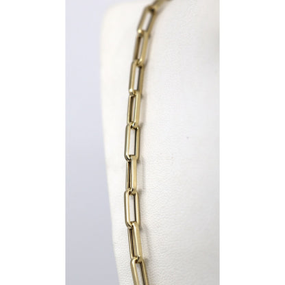 14K Yellow Gold Hollow Paper Clip Link Chain Necklace