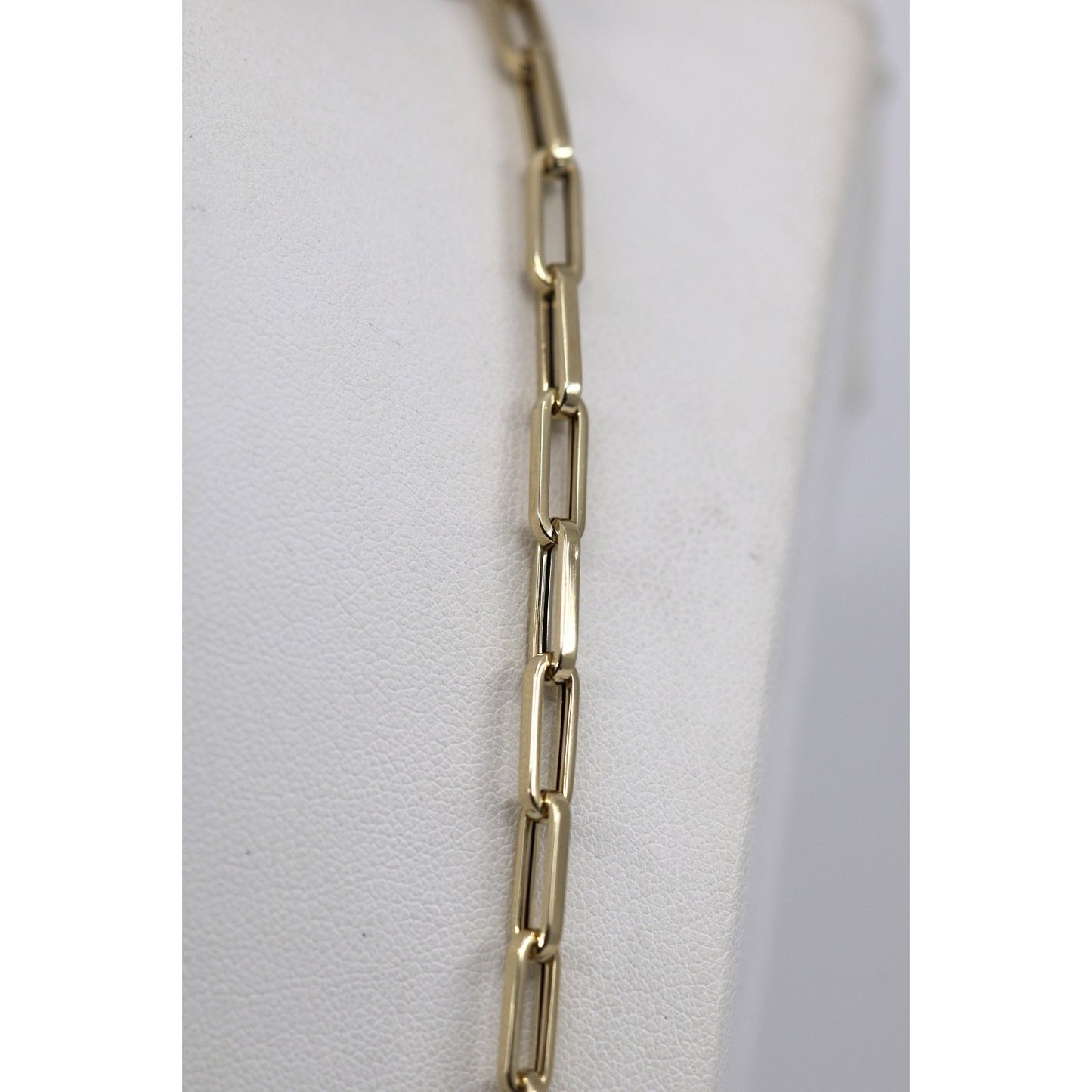 14K Yellow Gold Hollow Paper Clip Link Chain Necklace
