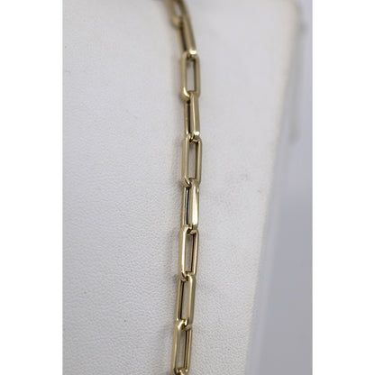 14K Yellow Gold Hollow Paper Clip Link Chain Necklace