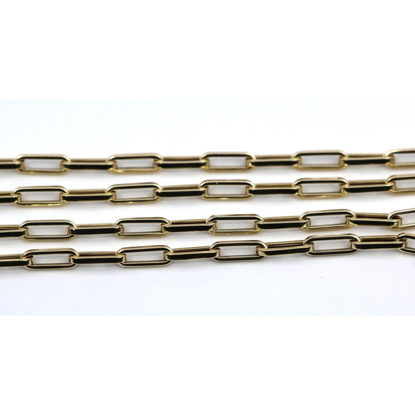 14K Yellow Gold Hollow Paper Clip Link Chain Necklace